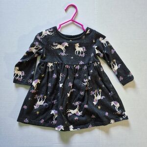 Black Unicorn Dress 12M EUC All-Day-Play Long Sleeves